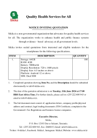 New Tender Opportunities: Notice Inviting Quotation
